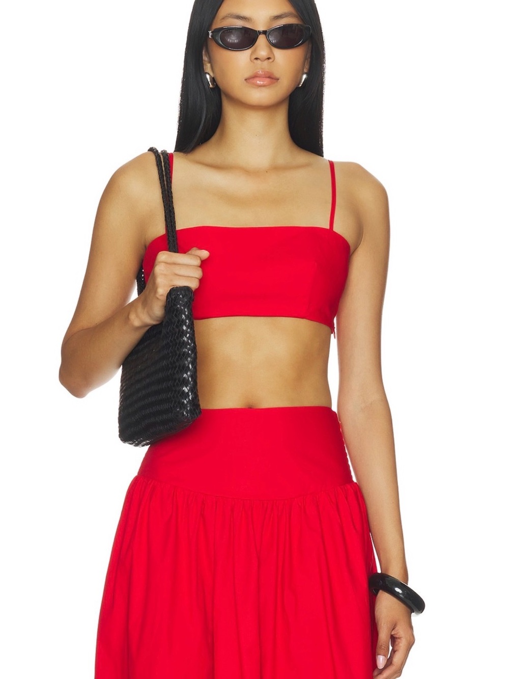 Poplin Crop String Top in Perfect Red